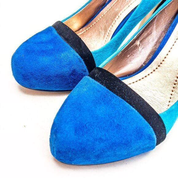 BCBGeneration Blue Colorblock Suede Perries Pumps Heels Sz 7.5B - Picture 5 of 12